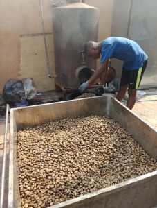 Removing cashew nut from boiler
