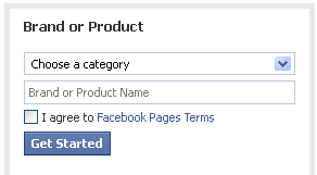 select facebook page category